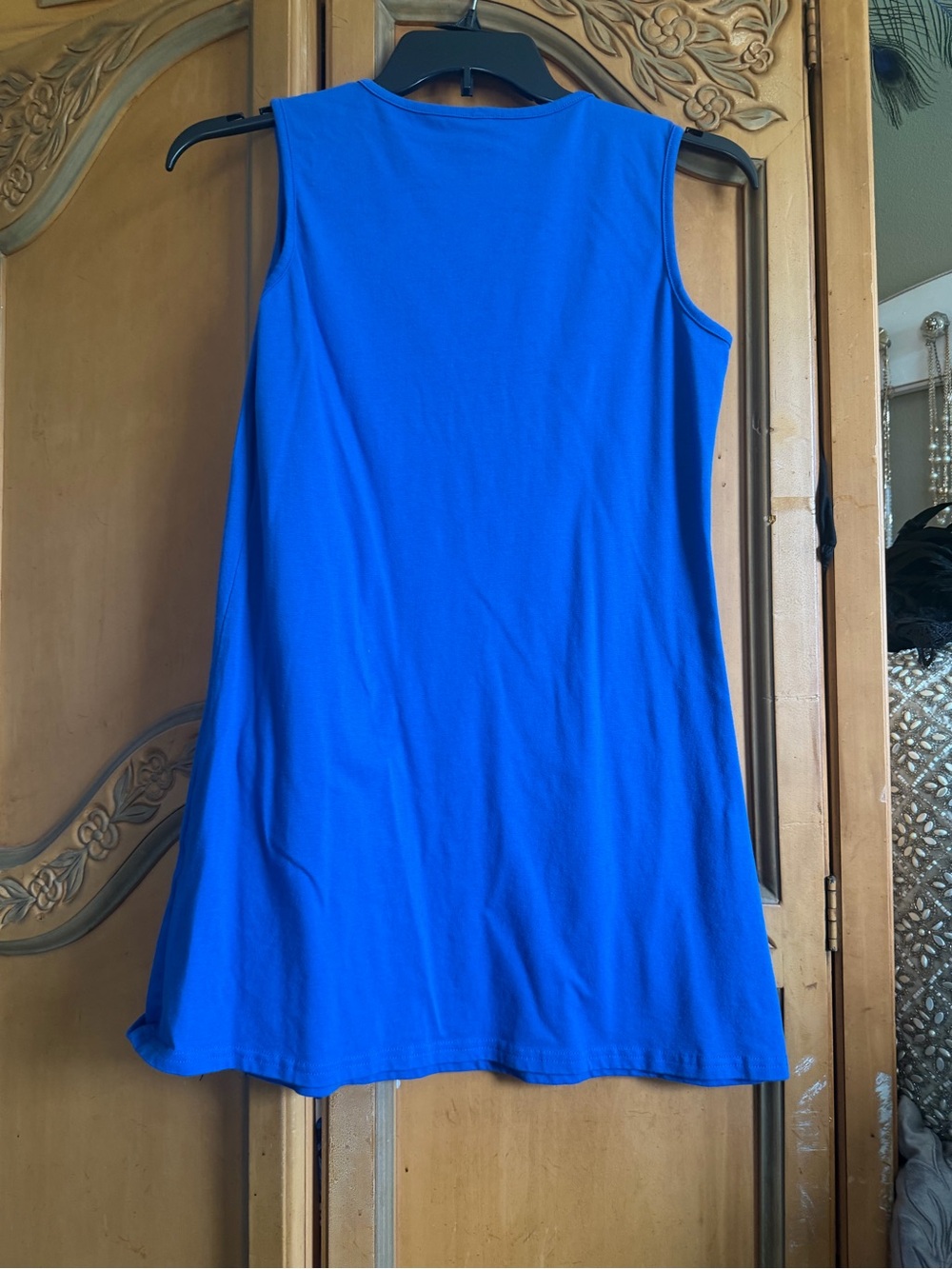 Blue Sleeveless  patriotic Mini Dress with Flag Can Print - Picture 5 of 5